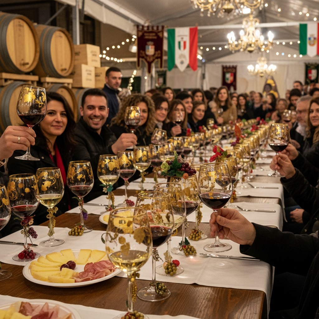 Come join the folks dining together while drinking fine Italian wine. There is no alt text to the image.